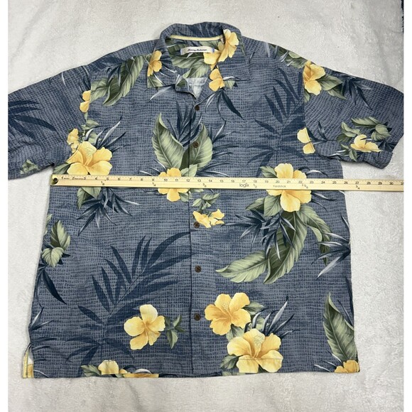 Tommy Bahama Hawaiin Shirt Men's Size XL Blue Silk Floral Print Camp Jacquard - Picture 4 of 7